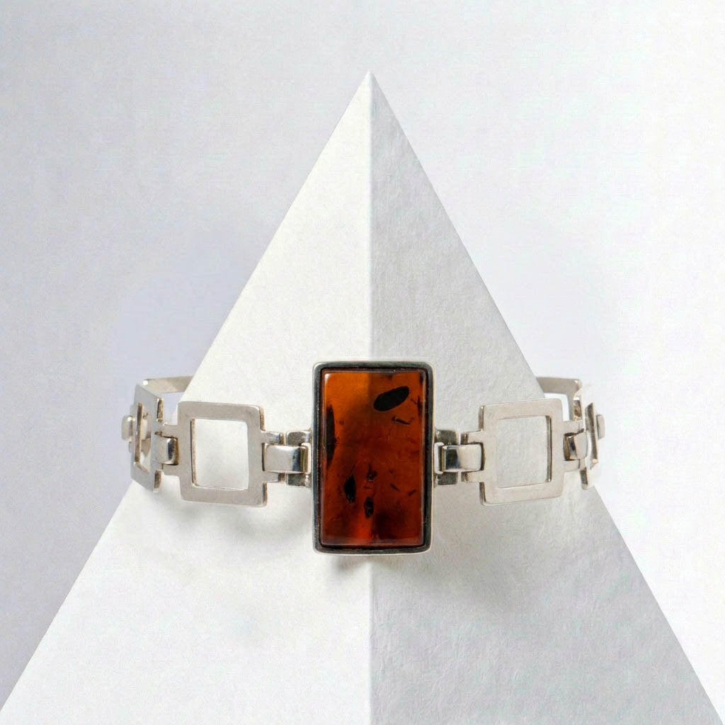 Cherry Baltic Amber Sterling Silver Bracelet