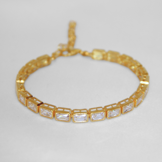 CZ Sterling Silver Gold Plated Bracelet