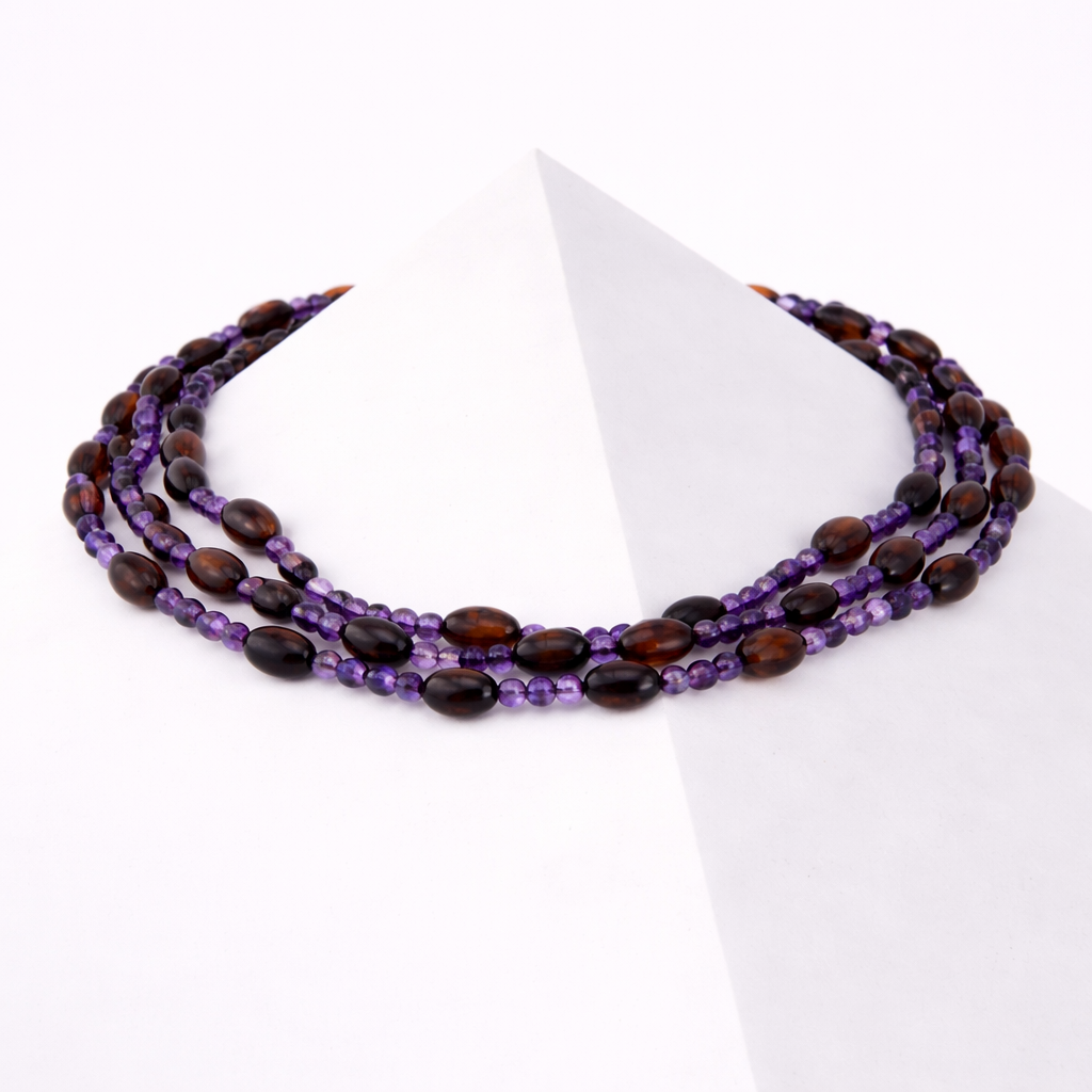 Cherry Baltic Amber And Amethyst Beaded Bracelet