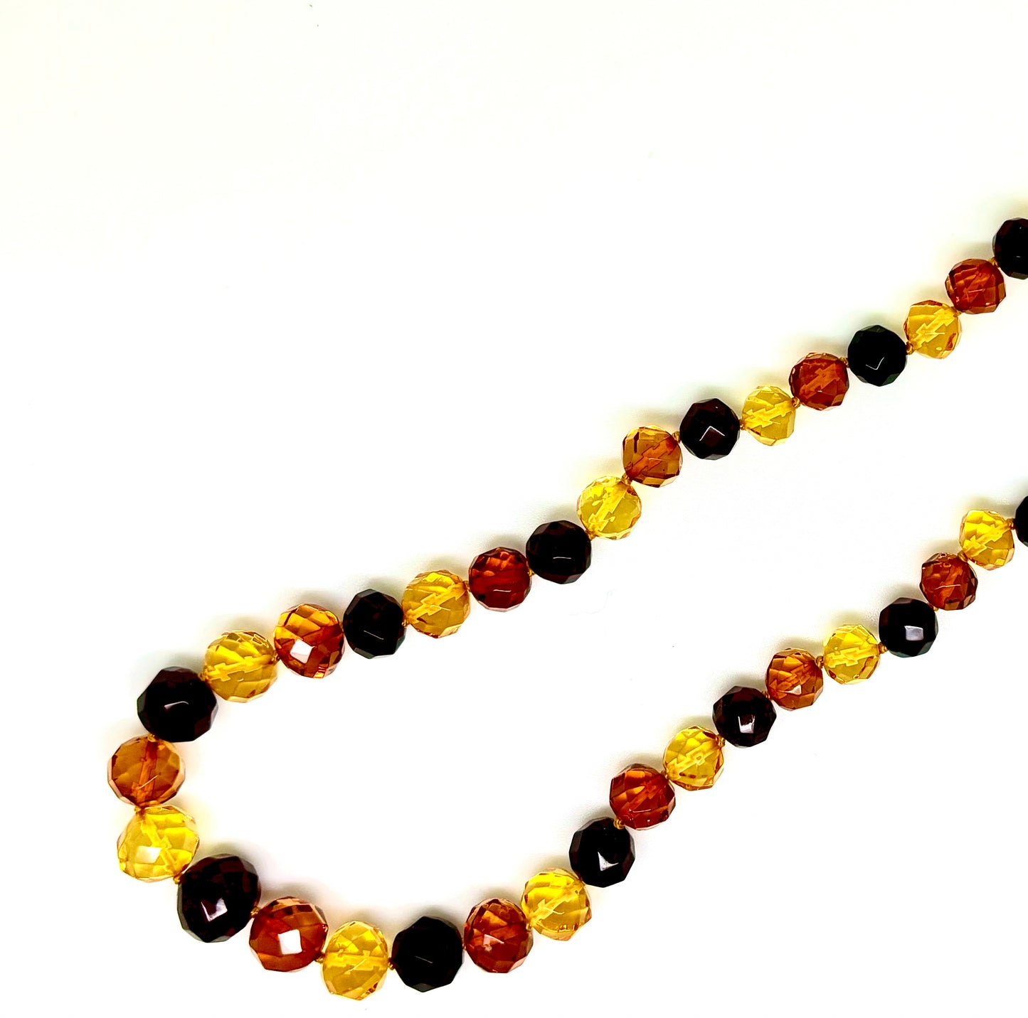 Multi Color Handmade Faceted Baltic Amber Bead Necklace