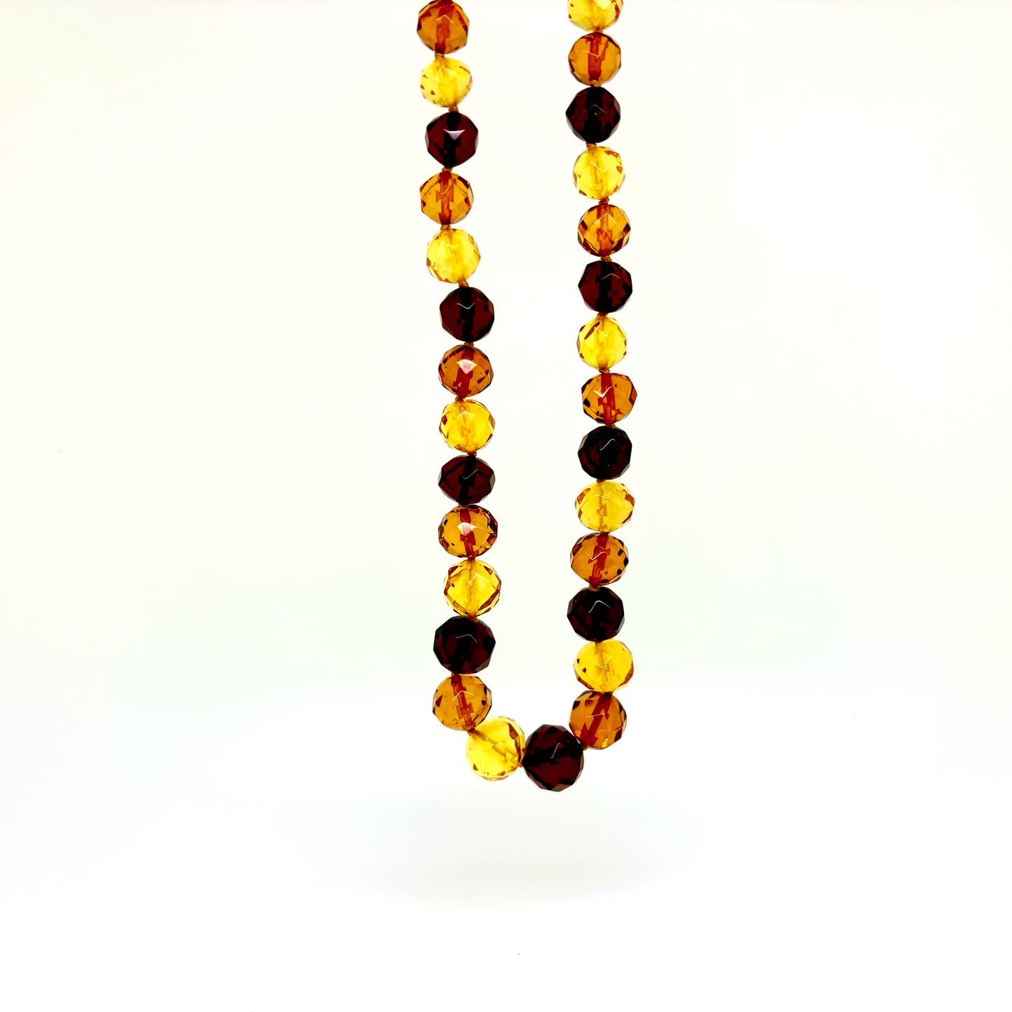 Multi Color Handmade Faceted Baltic Amber Bead Necklace