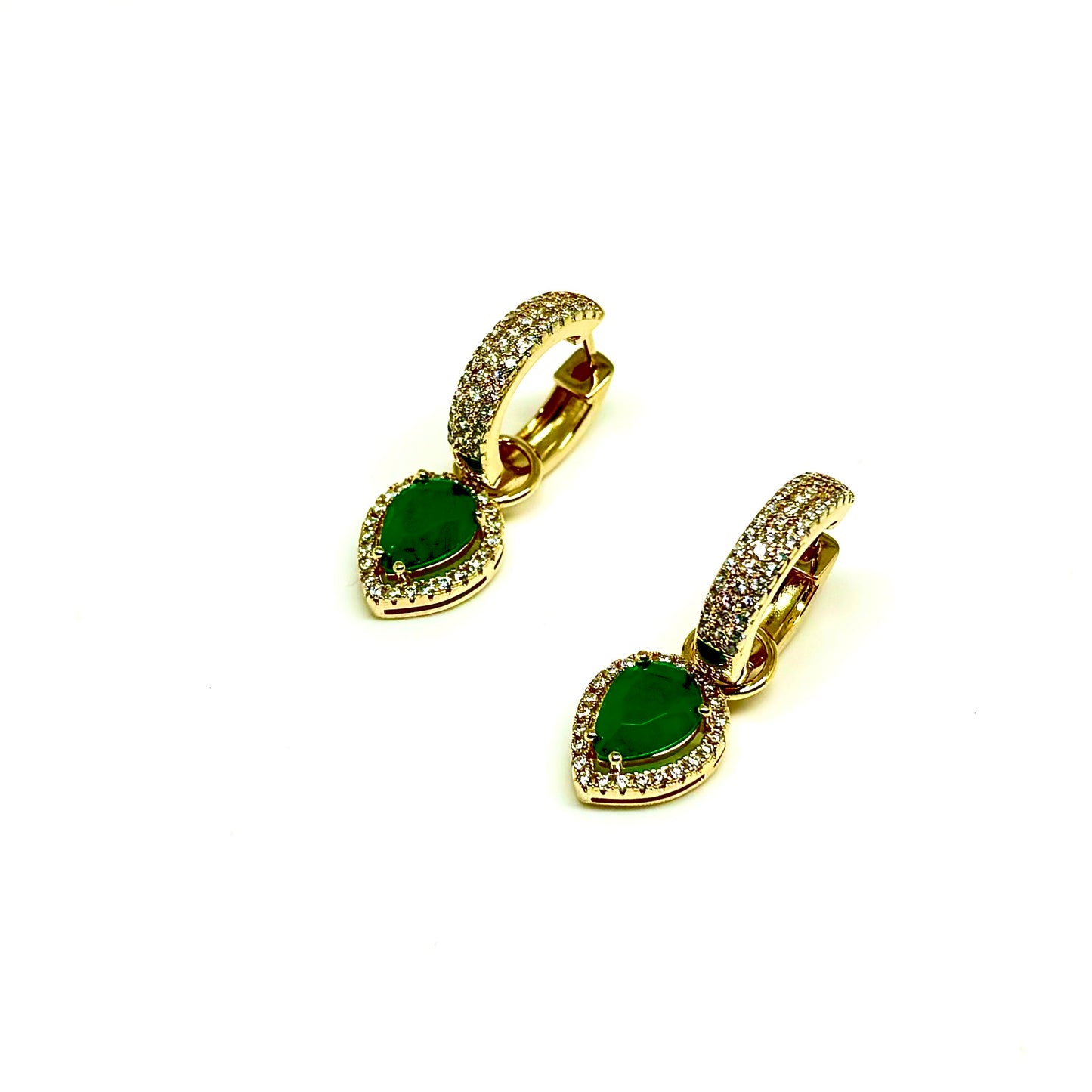 Green and Clear Cubic Zirconia Earrings