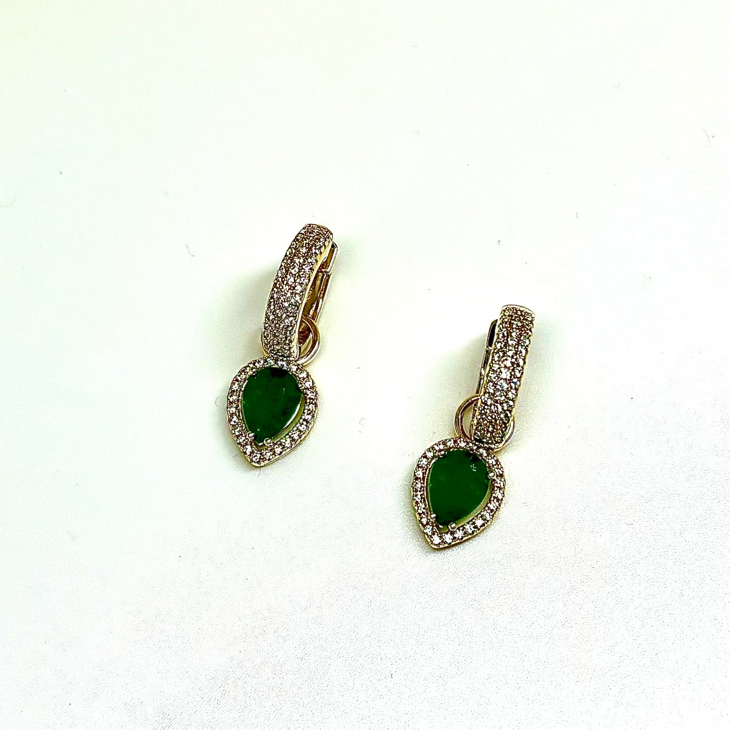 Green and Clear Cubic Zirconia Earrings