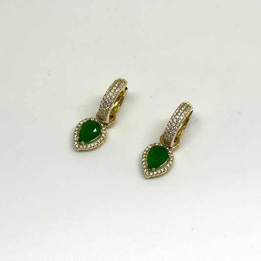 Green and Clear Cubic Zirconia Earrings