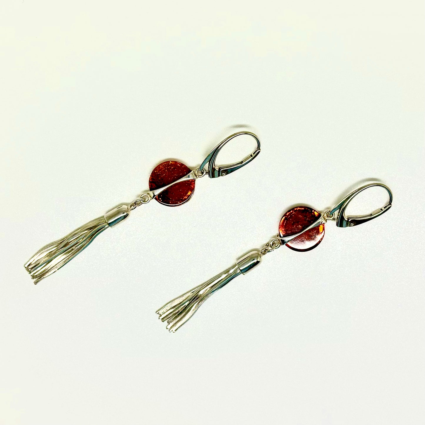 Cognac Color Baltic Amber Tassel Earrings