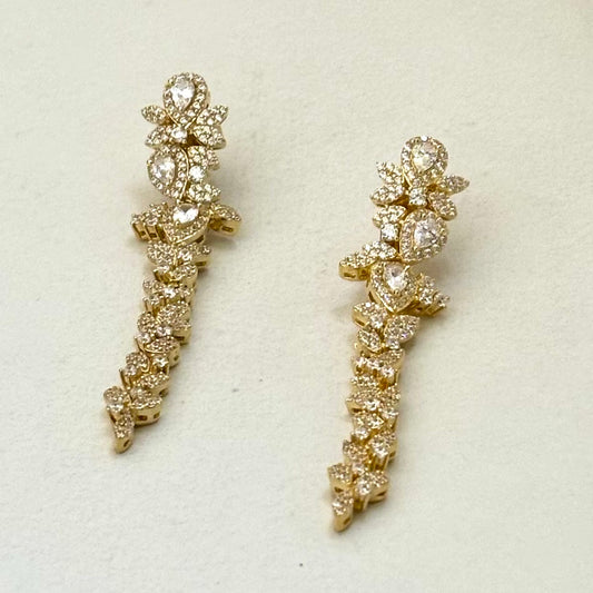 Sterling Silver Gold Plated CZ Flower Earrings