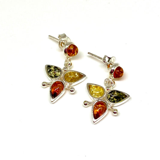 Multi Color Baltic Amber Earrings
