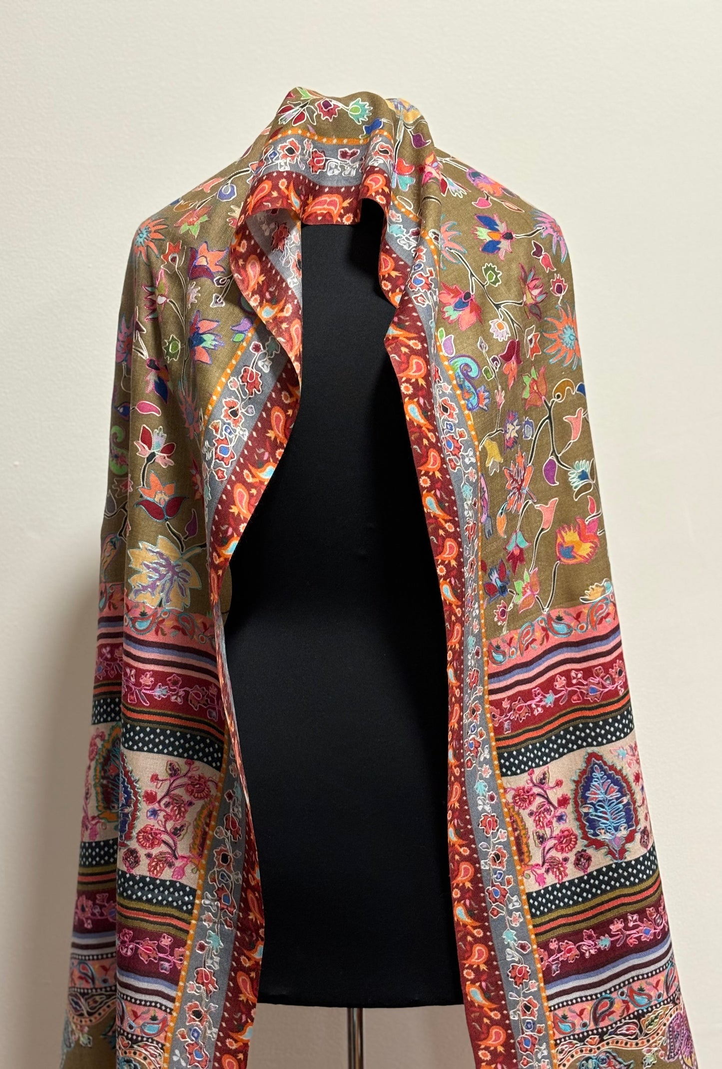 Olive Kalamkaari Multi Color Shawl