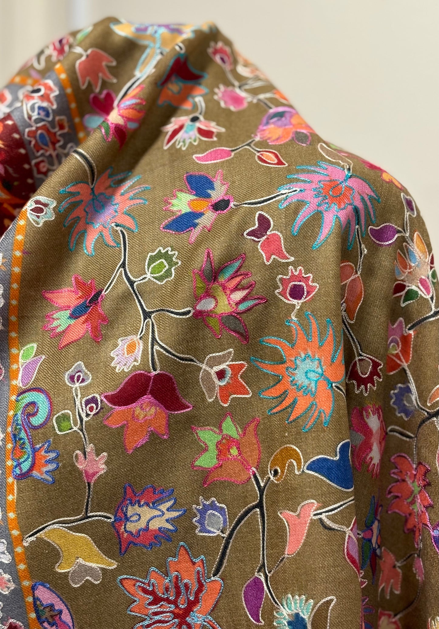 Olive Kalamkaari Multi Color Shawl