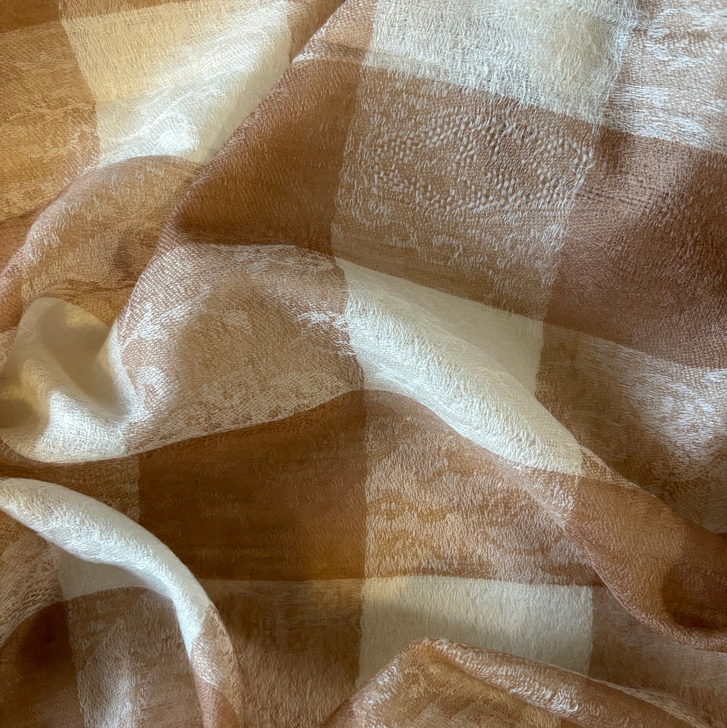 Soft Cashmere Scarf in Ivory and Brown Color