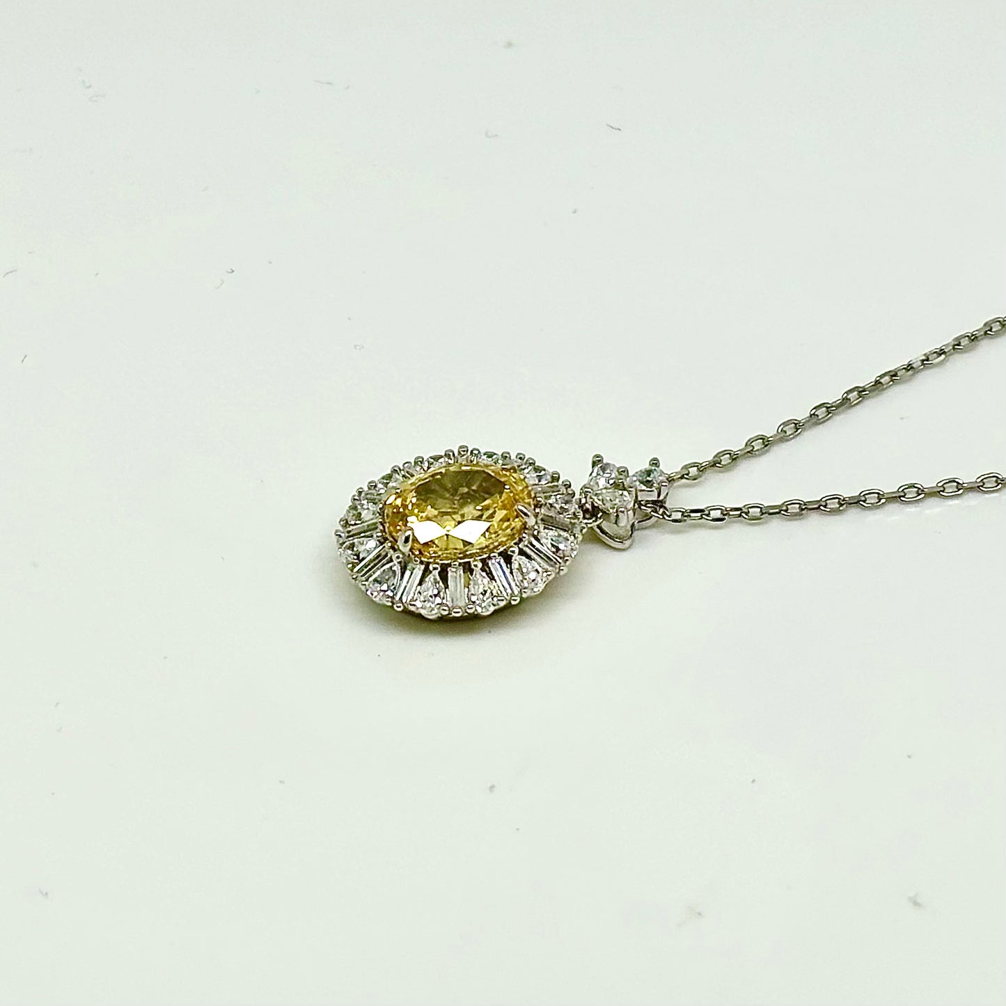 Canary Yellow and Clear CZ Pendant Necklace