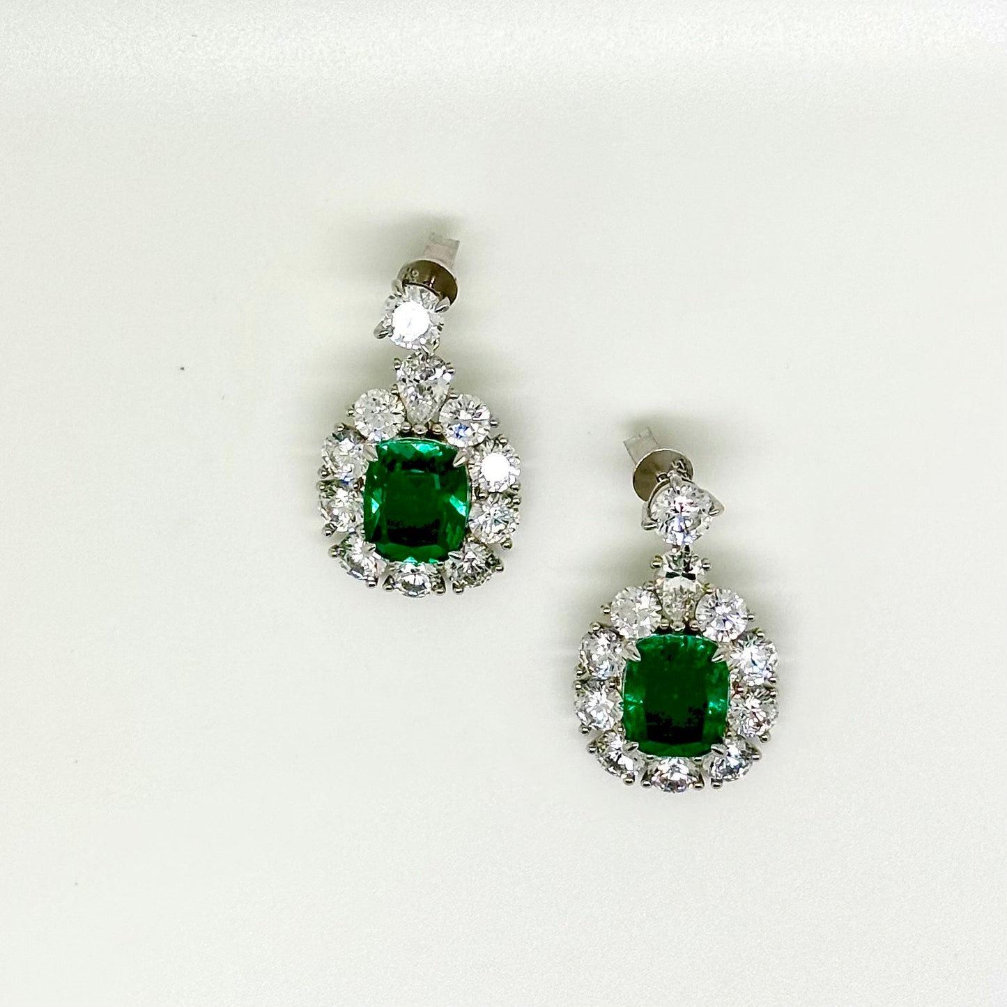 Clear and Emerald Green CZ Earrings