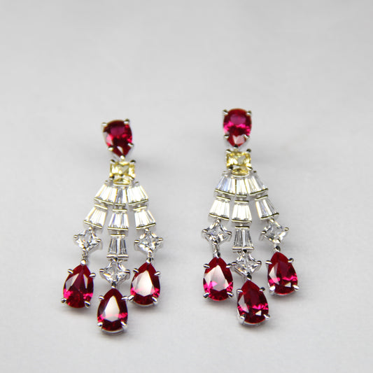 Multi Color CZ Sterling Silver Earrings