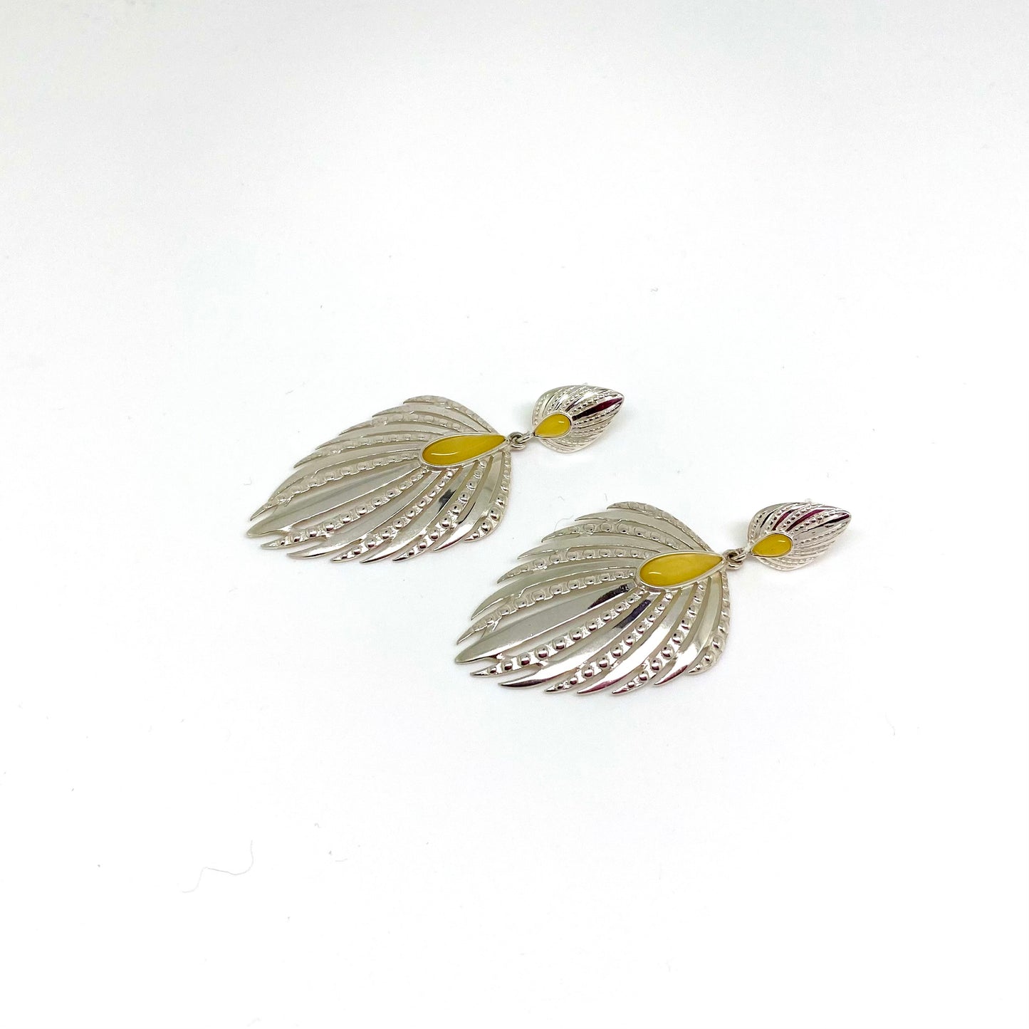 Milky Color Baltic Amber Sterling Silver Earrings