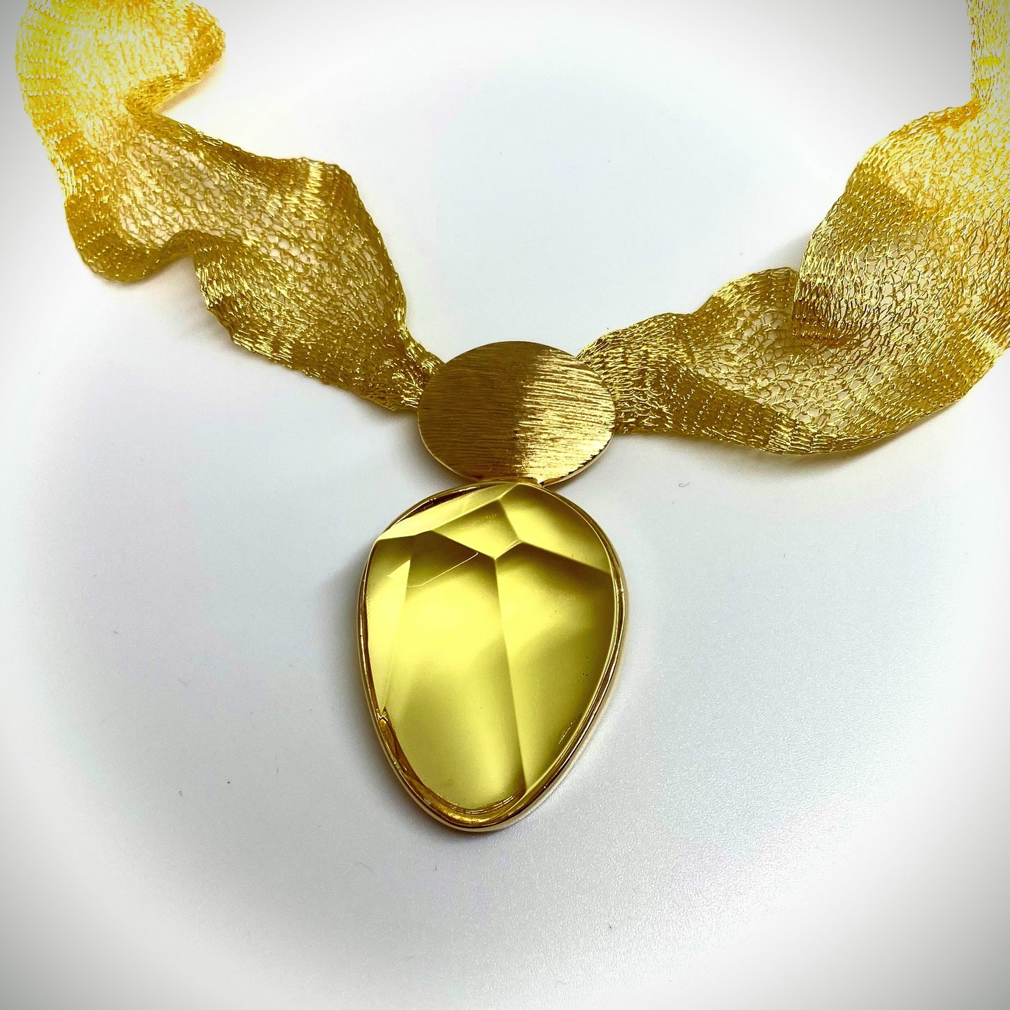 Handmade Yellow Amber Pendant Necklace