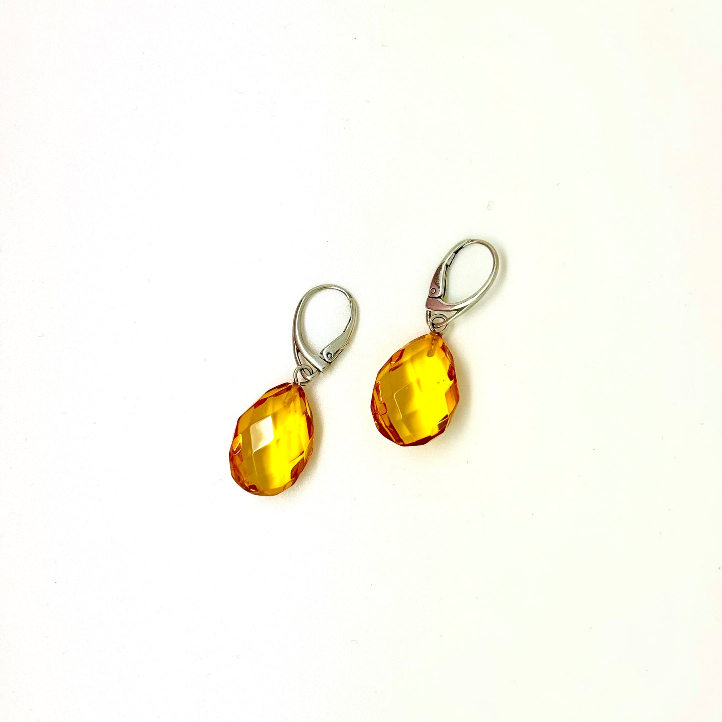 Faceted Yellow Baltic Amber Earrings