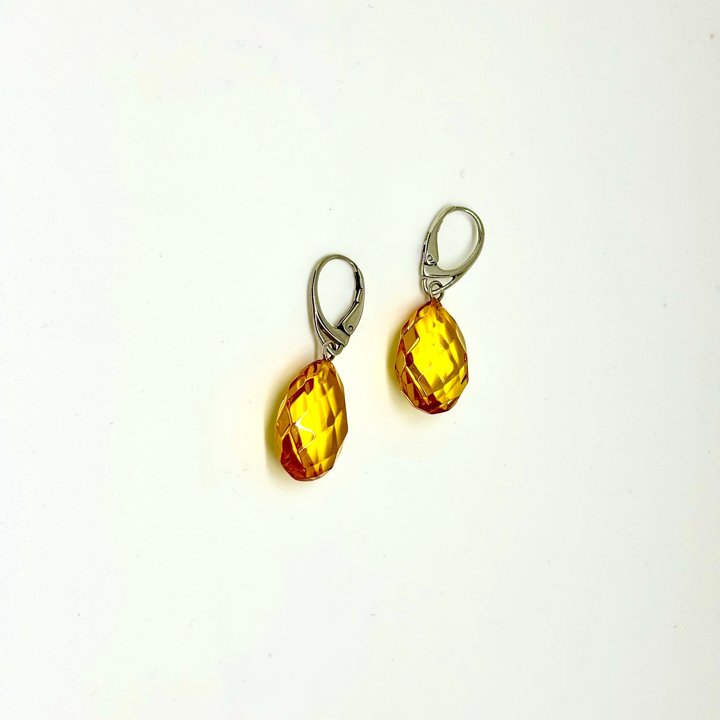 Faceted Yellow Baltic Amber Earrings