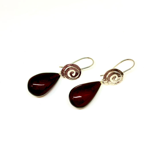 Cherry Color Baltic Amber Dangle Earrings