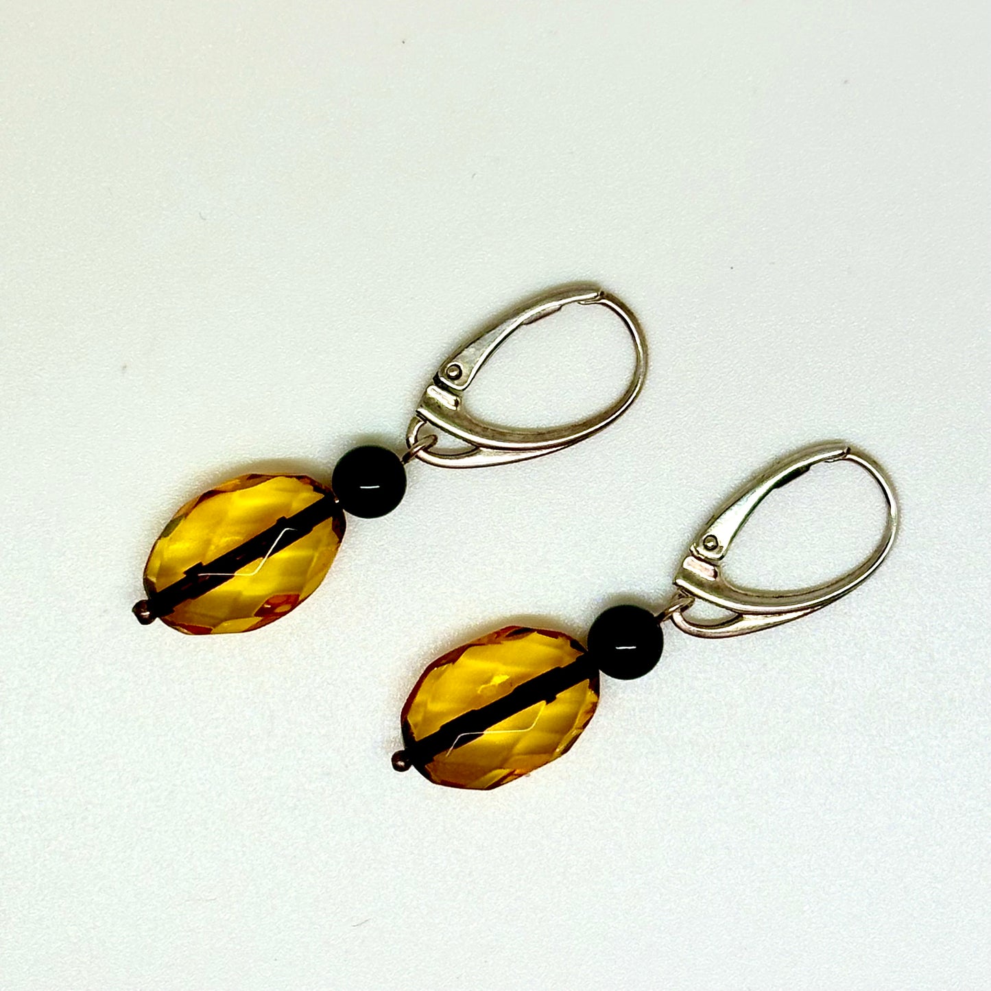 Honey Color Faceted Baltic Amber Earrings