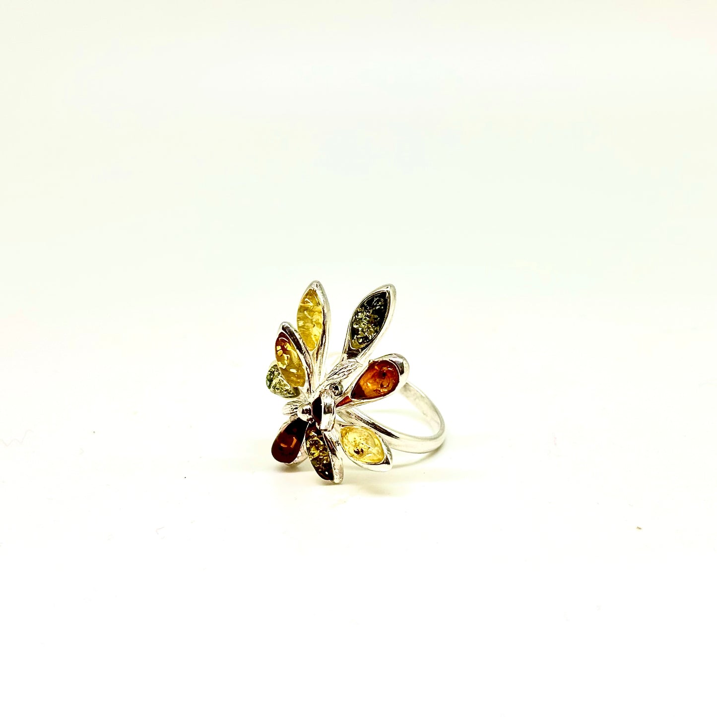 Multi Color Baltic Amber Ring