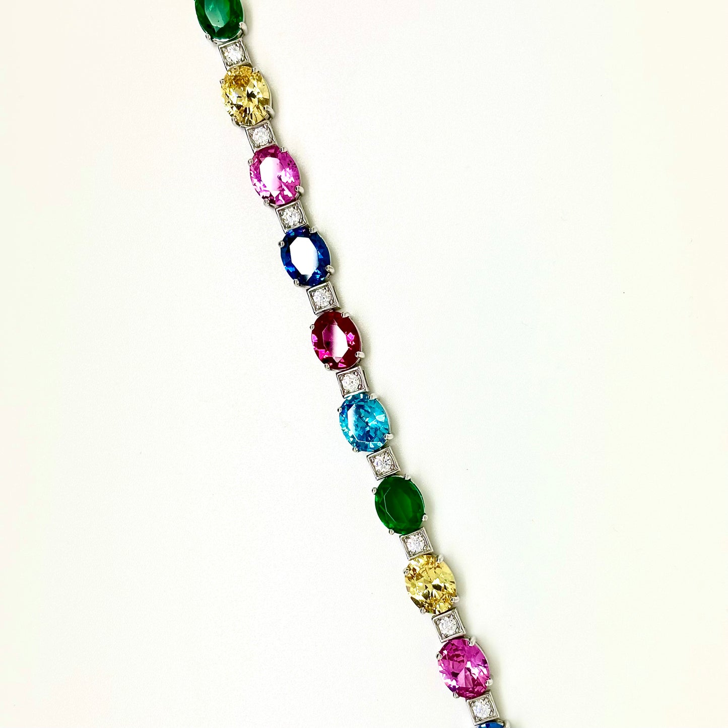 Multi Color Sterling Silver Cubic Zirconia Bracelet
