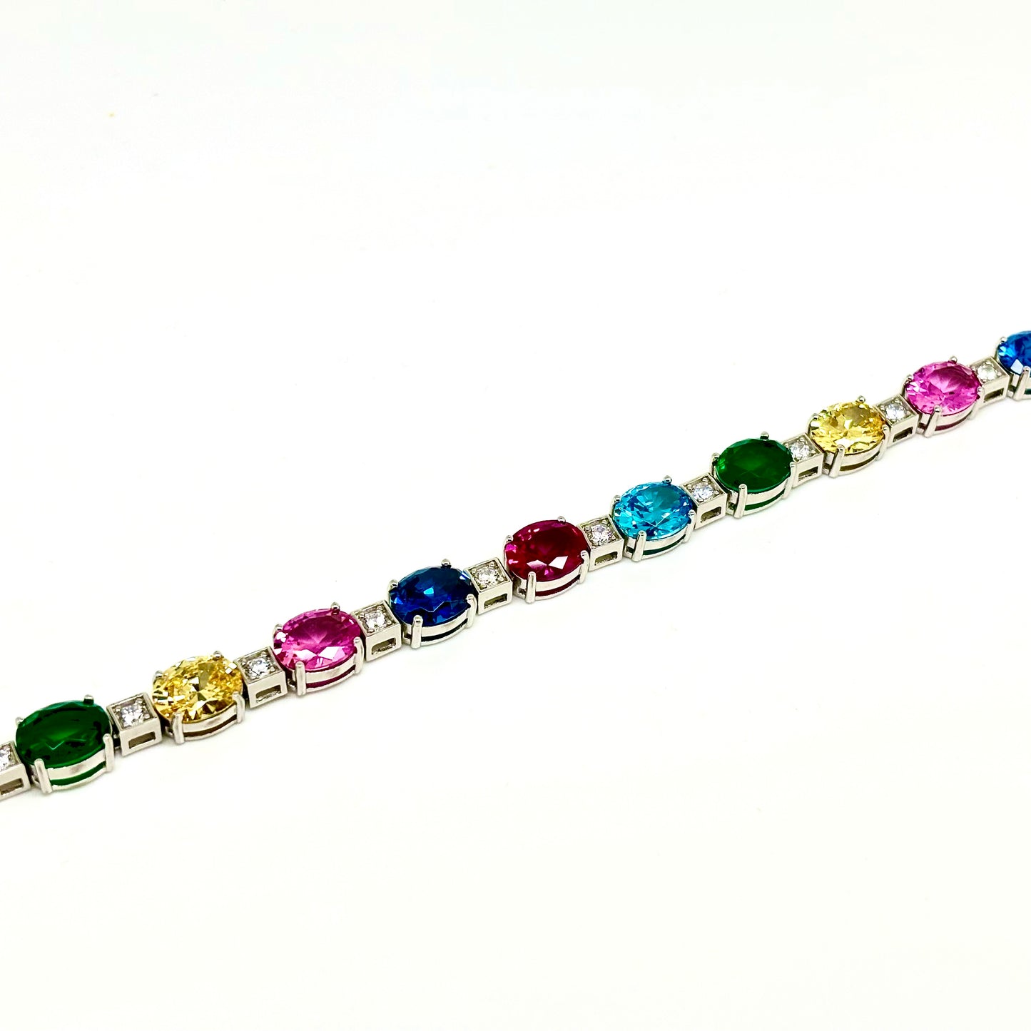 Multi Color Sterling Silver Cubic Zirconia Bracelet