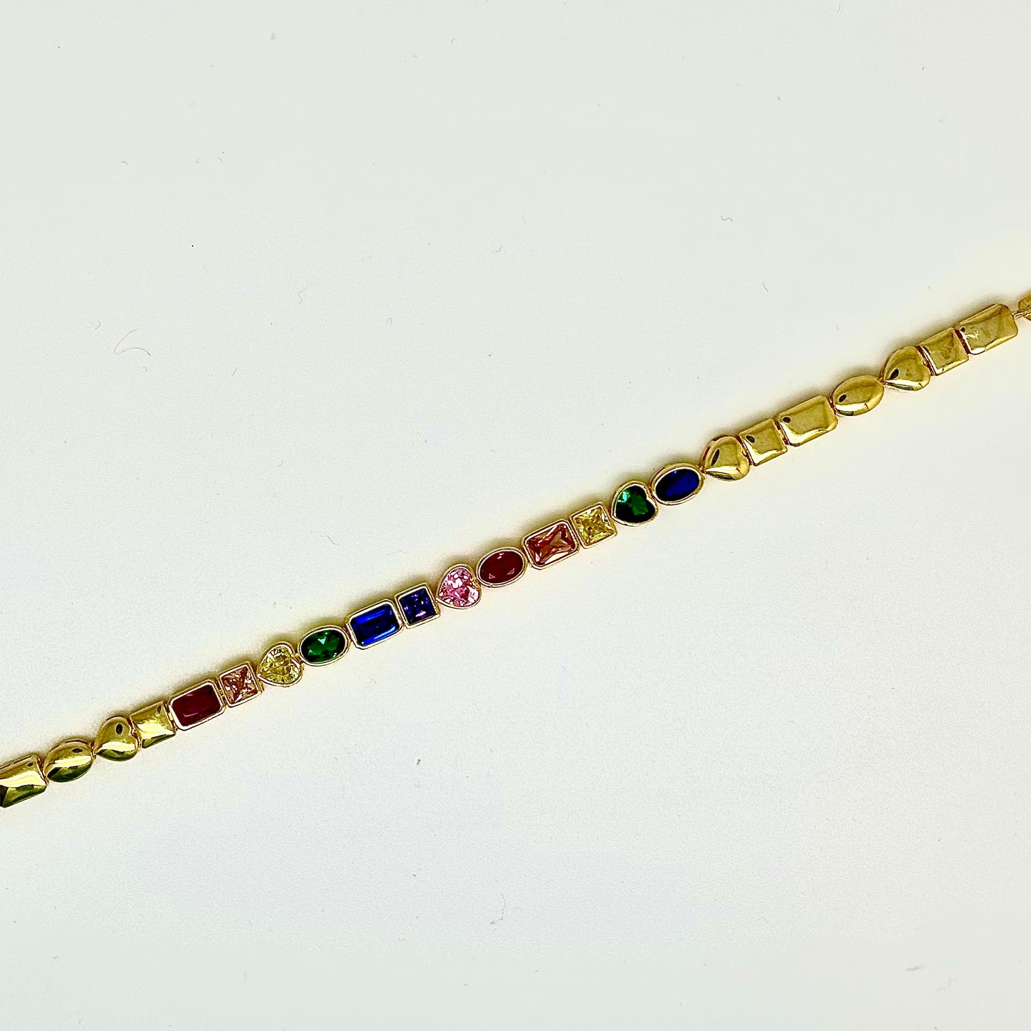 Multi Color CZ Sterling Silver Gold Plated Bracelet