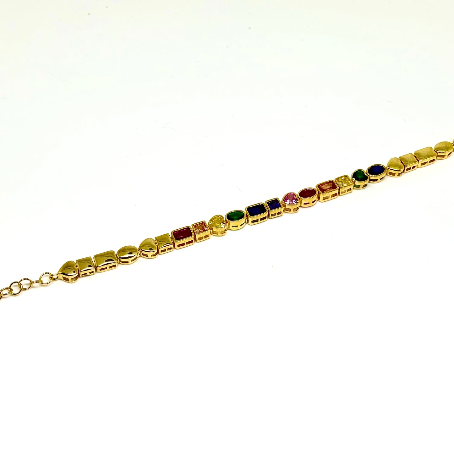 Multi Color CZ Sterling Silver Gold Plated Bracelet