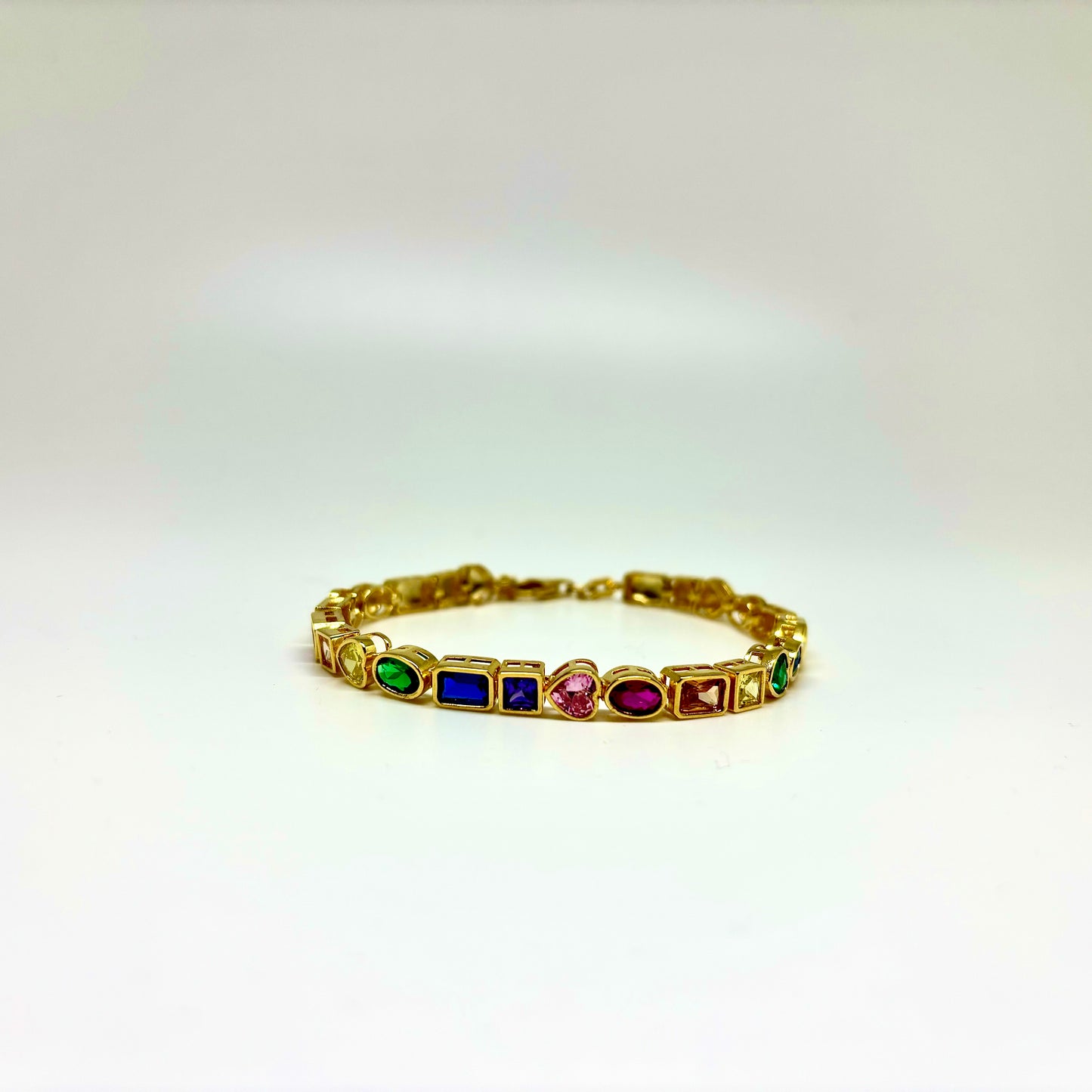 Multi Color CZ Sterling Silver Gold Plated Bracelet