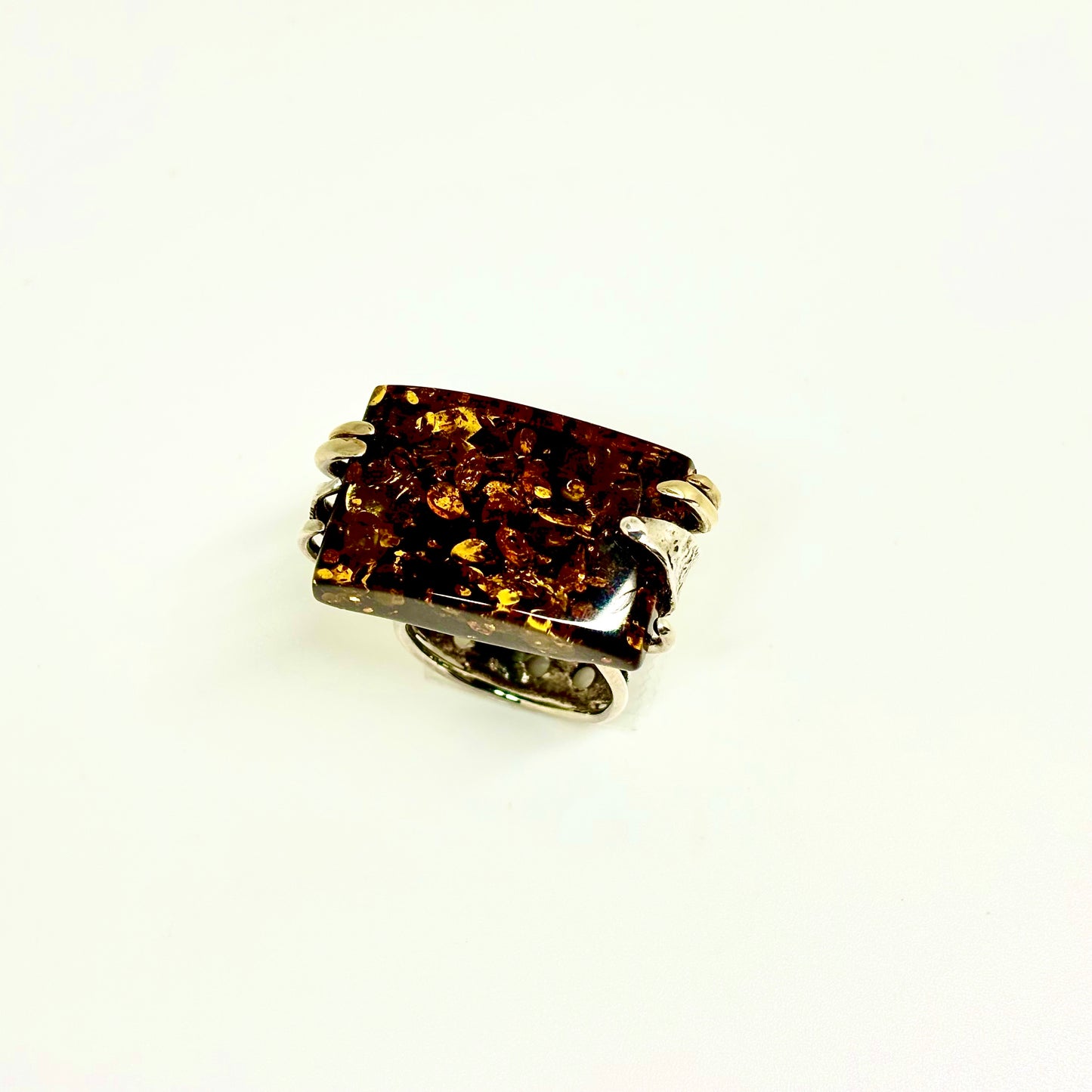 One of a Kind Handmade Green Baltic Amber Ring