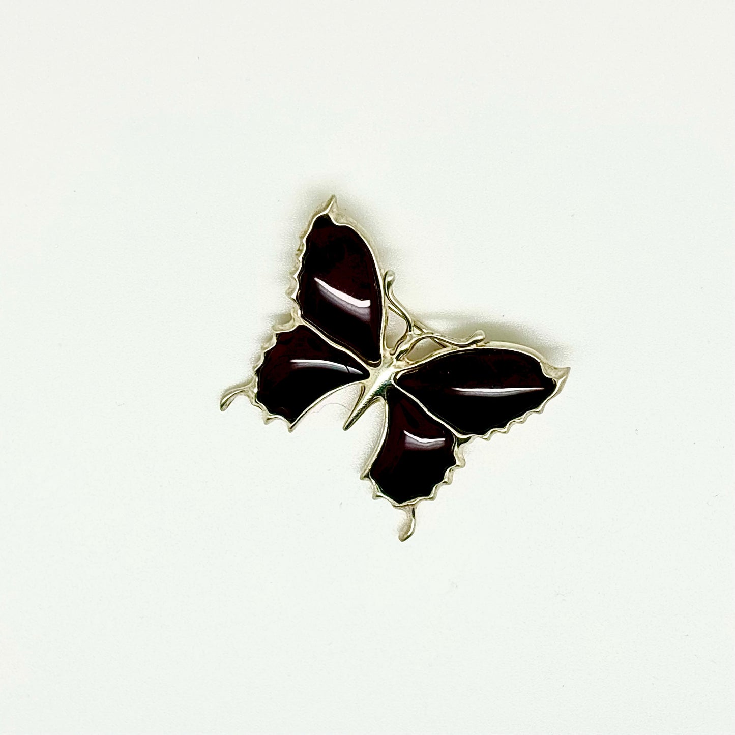 Cherry Color Baltic Amber Butterfly Pin