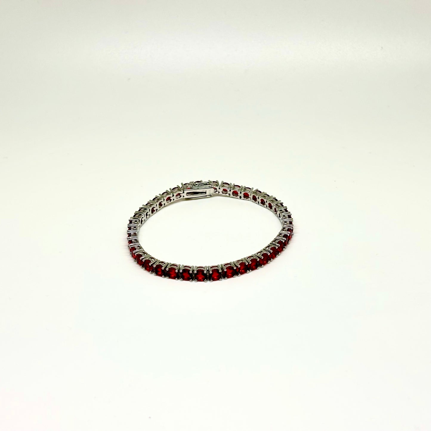 Sterling Silver Ruby Red CZ Bracelet