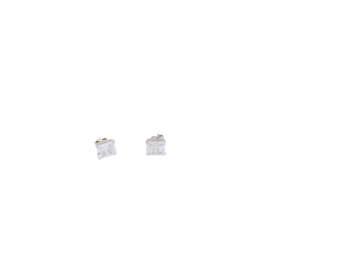 Rectangle Clear Cz Stud Earrings