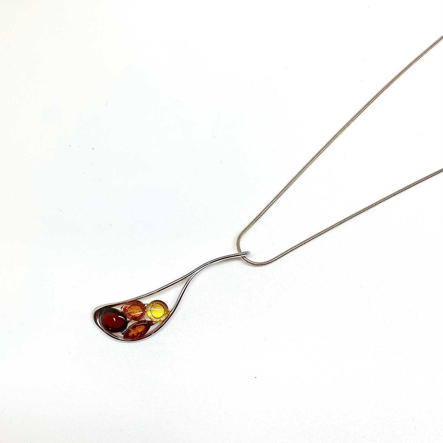 Multicolor Baltic Amber Pendant Necklace