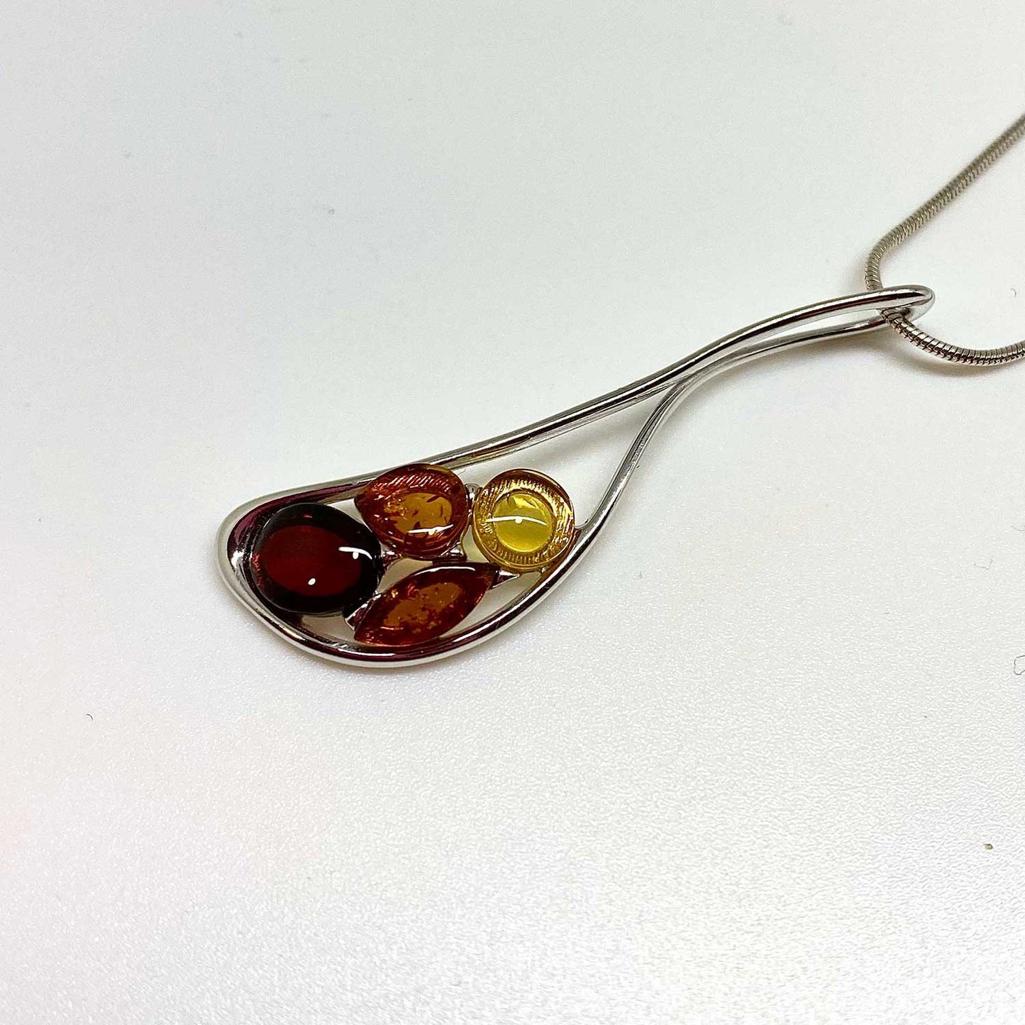 Multicolor Baltic Amber Pendant Necklace