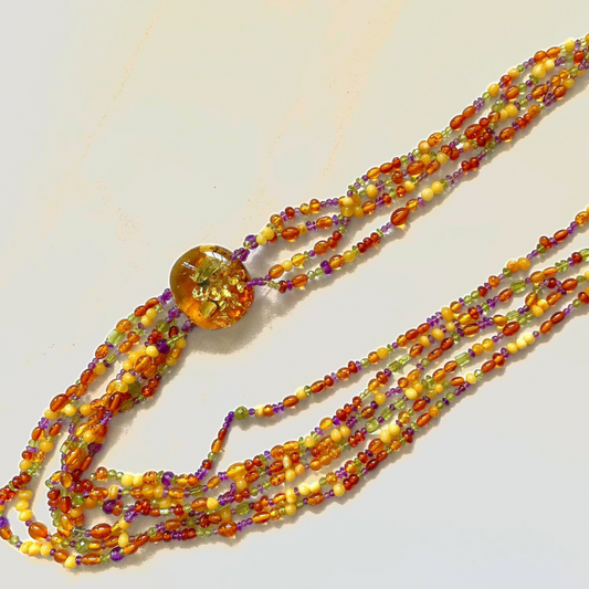 Handmade Multicolor Baltic Amber Necklace