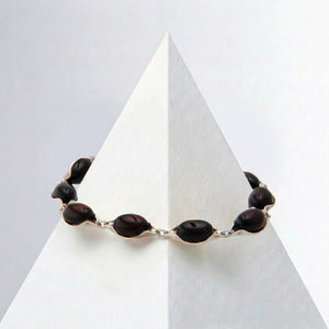 Cherry Baltic Amber Large Sterling Silver Bracelet