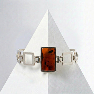 Cherry Baltic Amber Sterling Silver Bracelet