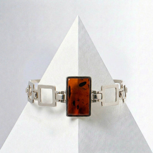 Cherry Baltic Amber Sterling Silver Bracelet