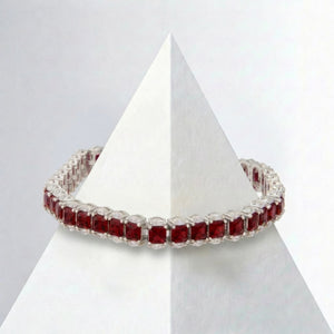 Sterling Silver Ruby Red CZ Fancy Bracelet