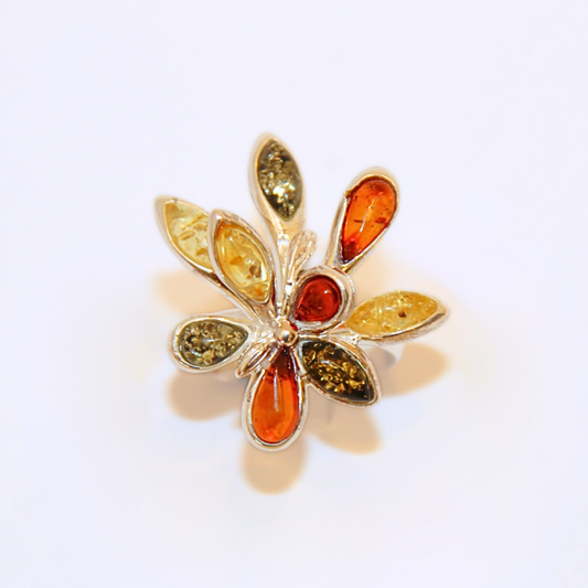 Multi Color Baltic Amber Ring
