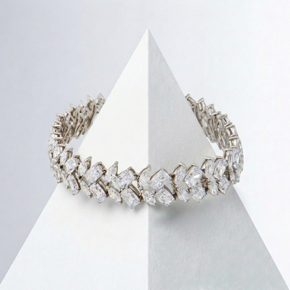 Sterling Silver Cubic Zirconia Fancy Braclet