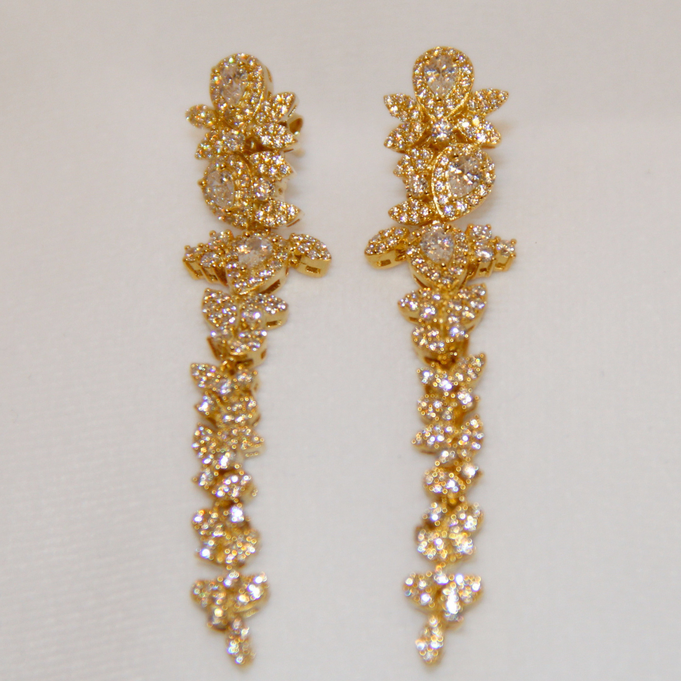 Sterling Silver Gold Plated CZ Flower Earrings