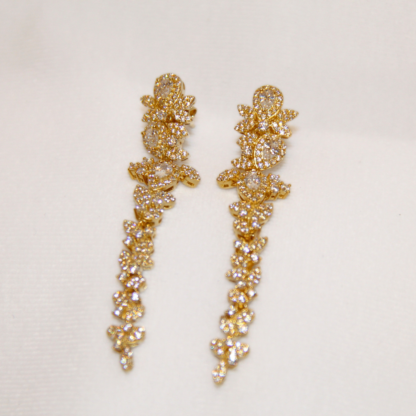 Sterling Silver Gold Plated CZ Flower Earrings