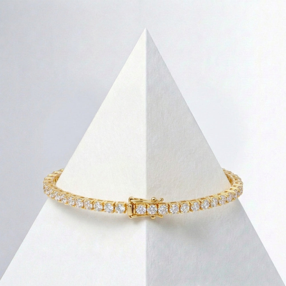 Sterling Silver Gold Plated Cubic Zirconia Tennis Bracelet