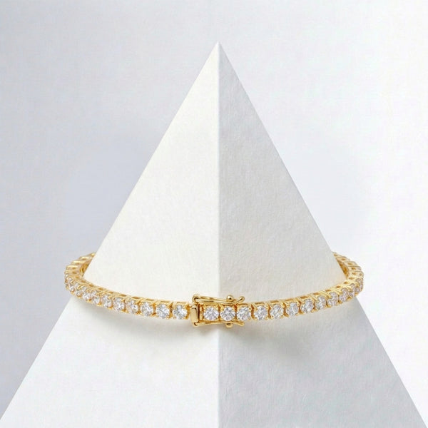 Sterling Silver Gold Plated Cubic Zirconia Tennis Bracelet