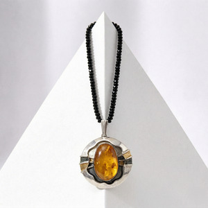Butterscotch Baltic Amber Disc Pendant Necklace