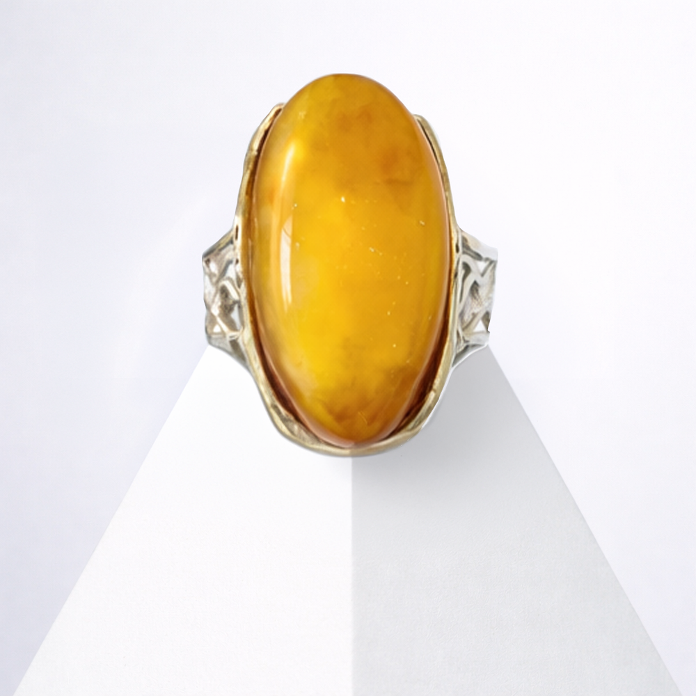 Butterscotch Baltic Amber Large One of A Kind Ring