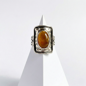 Butterscotch Baltic Amber Sterling Silver Ring