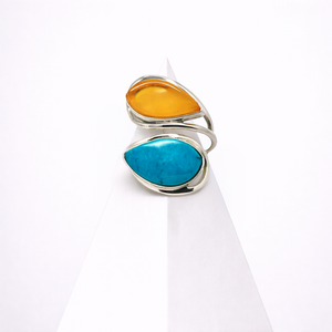 Butterscotch Baltic Amber With Turquoise Ring